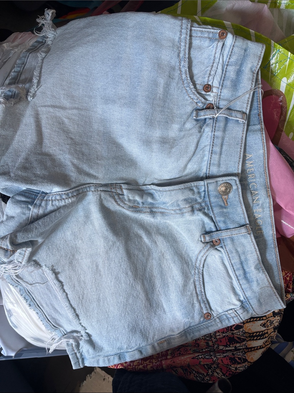 American Eagle Outfitters Light Blue Distressed Denim Jean Shorts